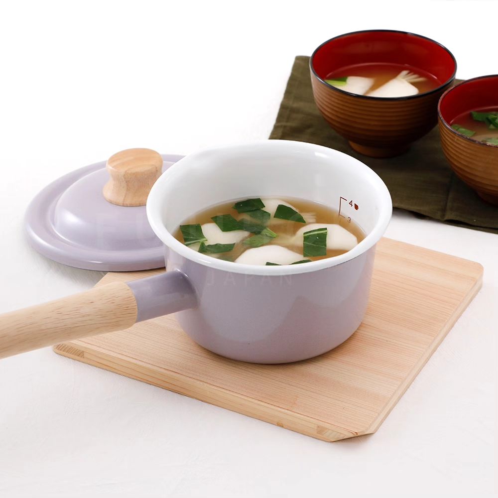 Cotton Plus 系列 單柄附蓋琺瑯牛奶鍋 14cm 千黛紫