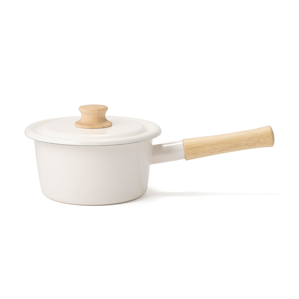 Cotton 系列 琺瑯鋼單柄連蓋湯鍋 16cm 白色