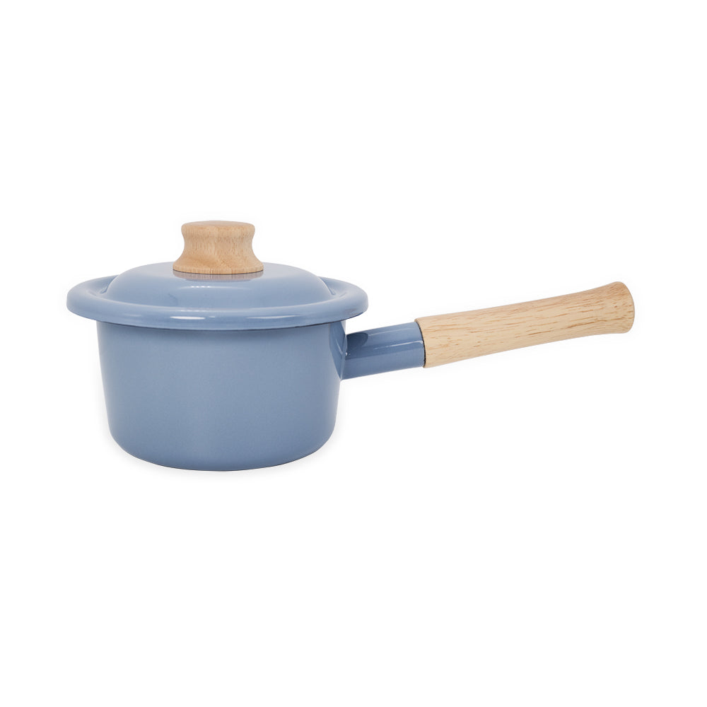 Cotton Plus 系列 單柄附蓋琺瑯牛奶鍋 14cm 幻影藍
