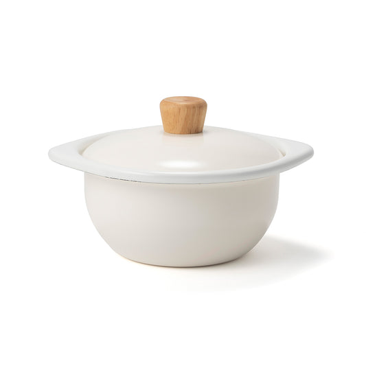 Cotton 系列 琺瑯鋼雙耳連蓋湯鍋 15cm 白色