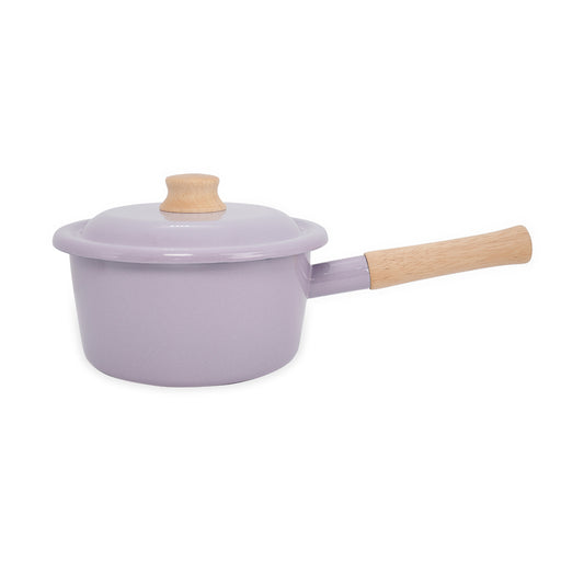 Cotton Plus 系列 單柄附蓋琺瑯平底鍋 18cm 千黛紫