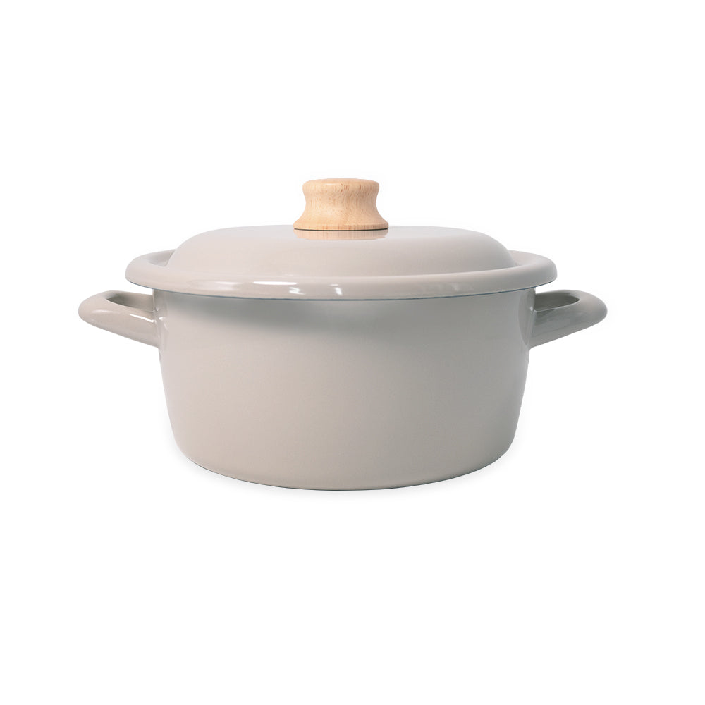 Cotton Plus 系列 雙耳附蓋琺瑯砂鍋 20cm 暖米色