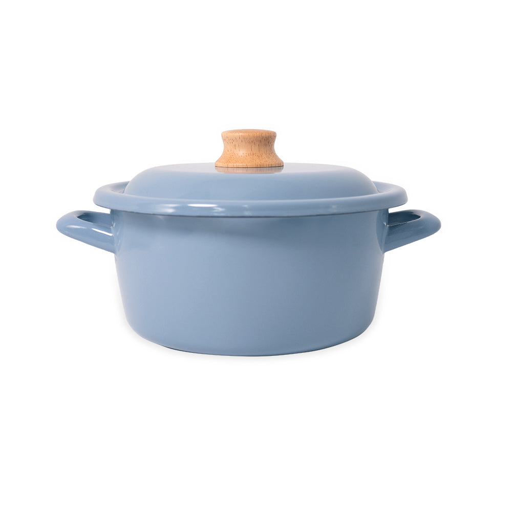 Cotton Plus 系列 雙耳附蓋琺瑯砂鍋 20cm 幻影藍