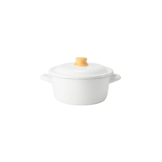 Cotton Plus 系列 雙耳附蓋琺瑯湯鍋 20cm 純白色