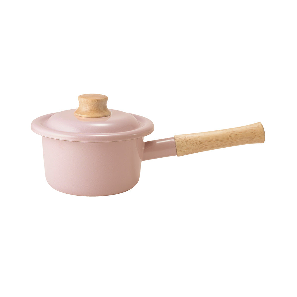 Cotton Plus 系列 單柄附蓋琺瑯牛奶鍋 14cm 煙燻粉